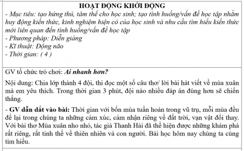 Giáo án Mùa Xuân Nho Nhỏ Gallery 1