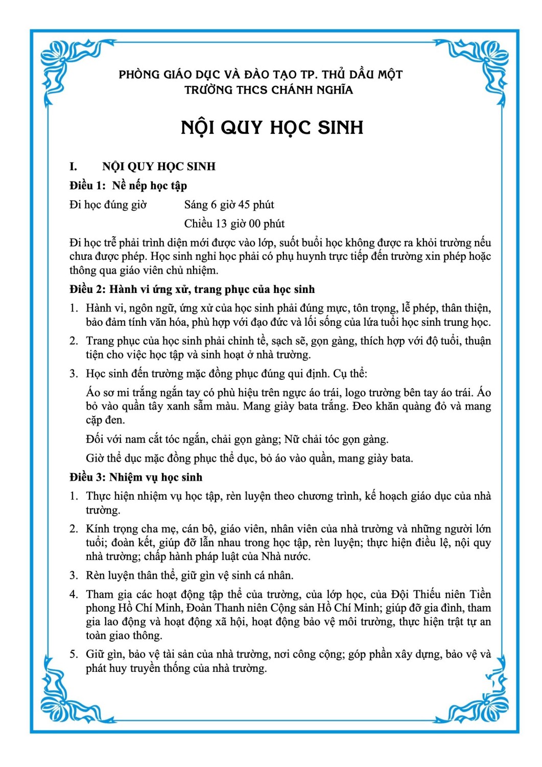 Nội Quy Lớp Học Trường THCS Gallery 1