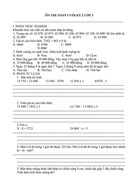 20 Đề Thi Học Kì 2 Lớp 3 Gallery 1