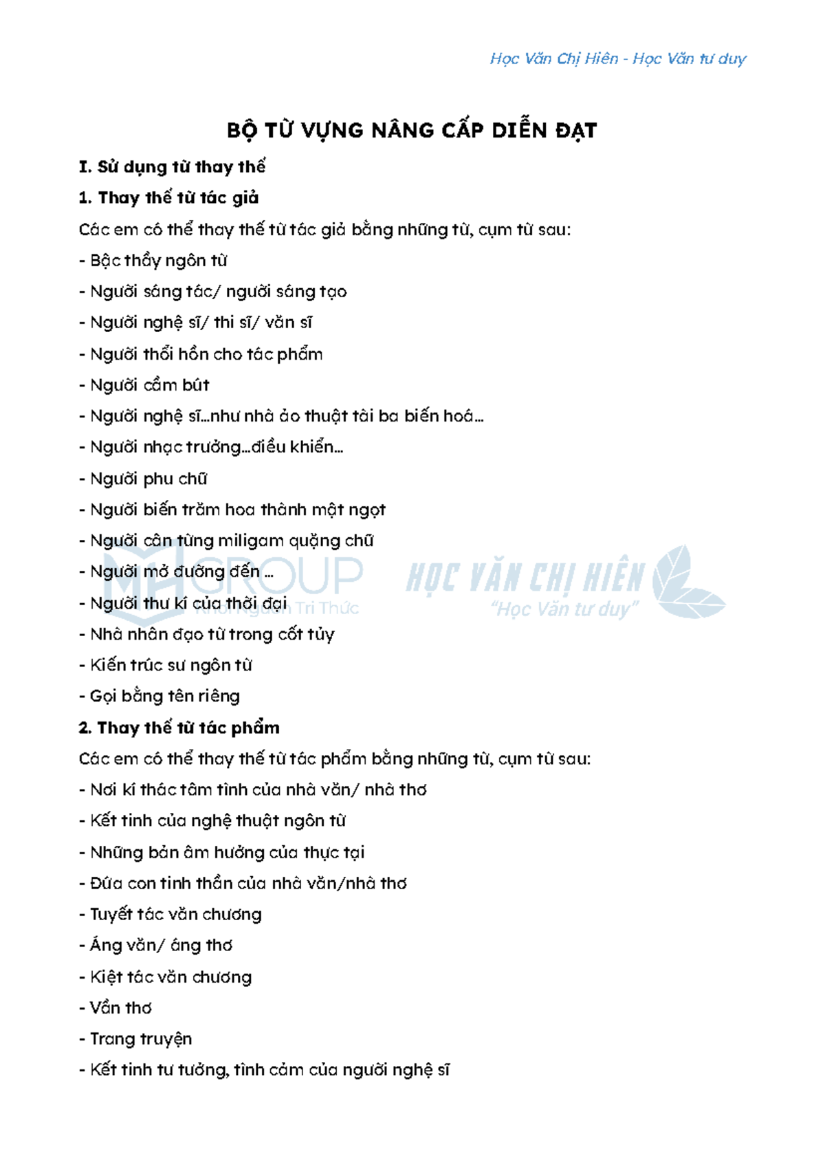 Từ Ngữ Hay Để Viết Văn Nghị Luận Văn Học Gallery 1