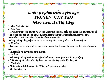 Giáo án Truyện Cây Táo - Chi Tiết, Dễ Hiểu, Phù Hợp Mọi Lứa Tuổi Gallery 2