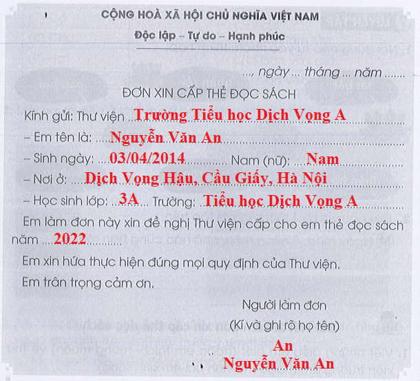 Đơn Xin Cấp Thẻ Thư Viện Gallery 2