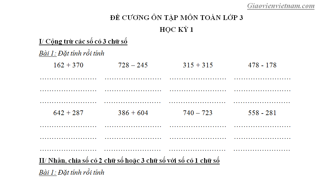 Ôn tập Toán lớp 3 học kì 1 Gallery 2