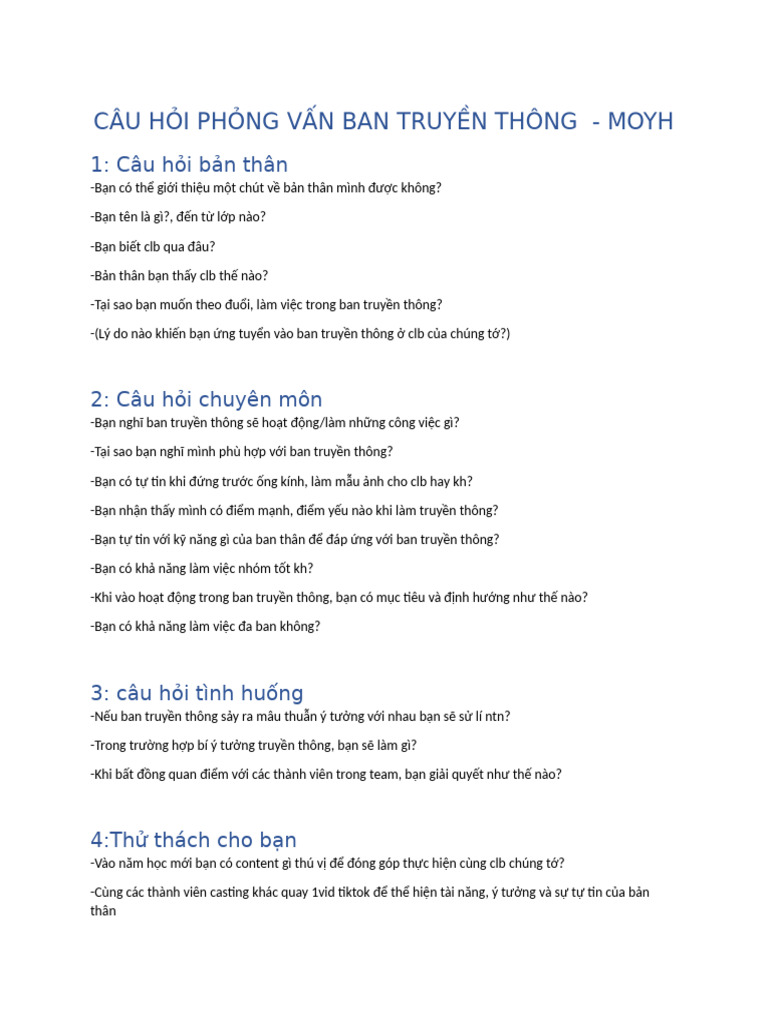 Câu Hỏi Phỏng vấn Bạn Truyền Thông, Câu Lạc Bộ và Cách Trả Lời Hiệu Quả Gallery 2