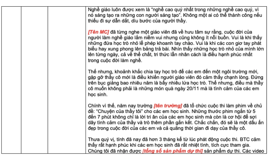 Kịch bản chương trình tri ân thầy cô 20/11 đầy đủ và ý nghĩa Gallery 2