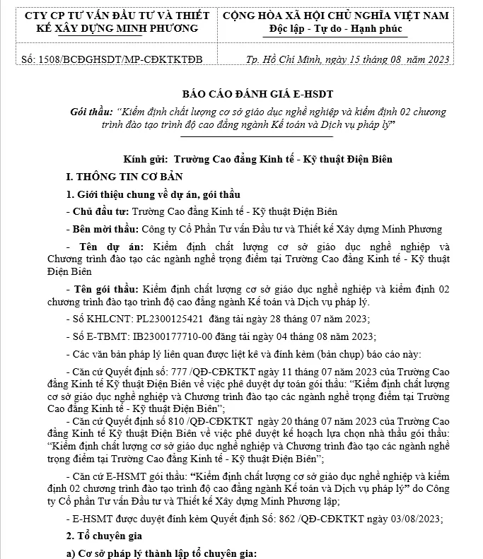 Mẫu Báo Cáo Đánh Giá Hệ Thống E-HSĐT Chuẩn SEO Gallery 2
