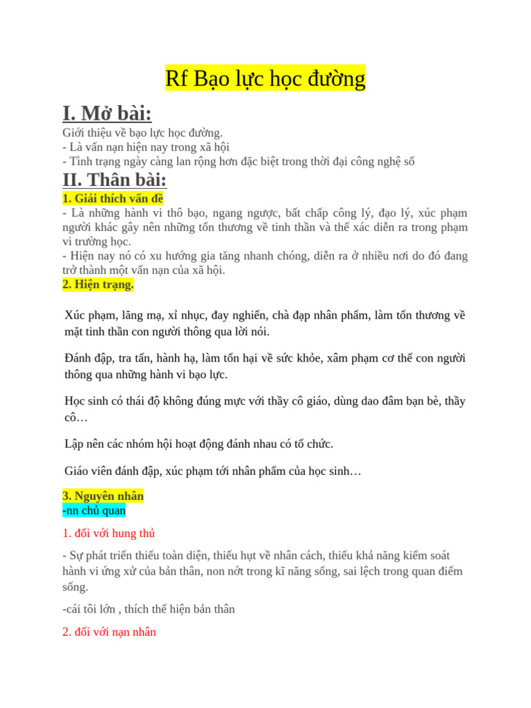 Dàn ý bạo lực học đường văn nghị luận Gallery 2