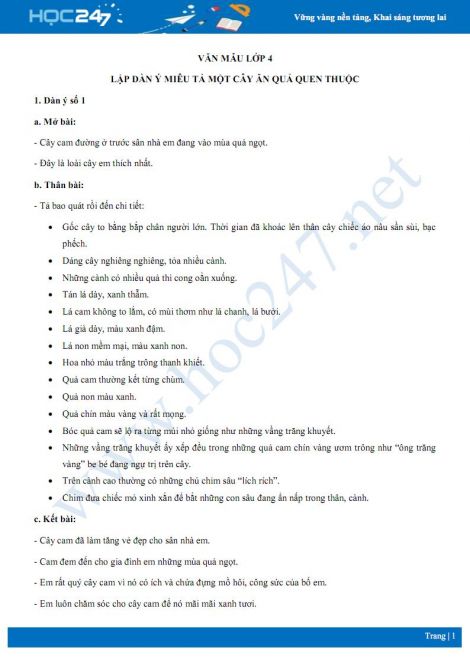 Dàn ý tả cây ăn quả chi tiết và đầy đủ Gallery 2