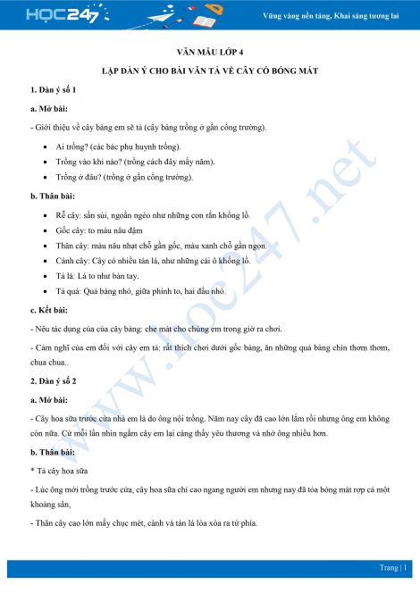 Dàn ý tả cây bóng mát lớp 4 Gallery 2