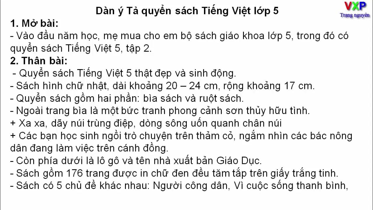 Dàn ý tả quyển sách Tiếng Việt lớp 4 Gallery 2