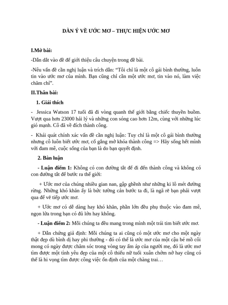 Dàn ý chi tiết về chủ đề Ước mơ Gallery 2