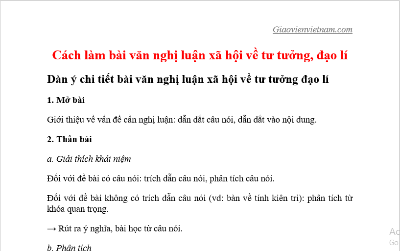 Lập Dàn Ý Nghị Luận Xã Hội Tư Tưởng, Đạo Lí Gallery 2