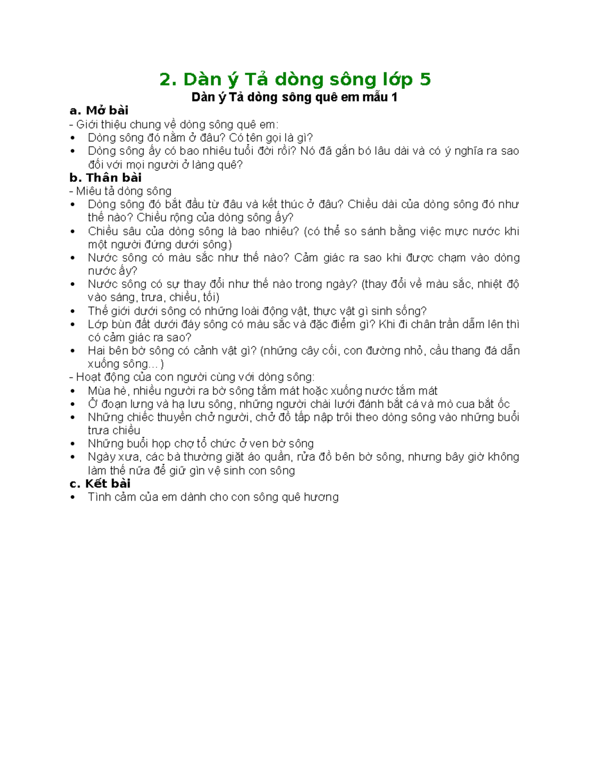 Lập Dàn Ý Tả Dòng Sông Quê Em Lớp 5 Gallery 2