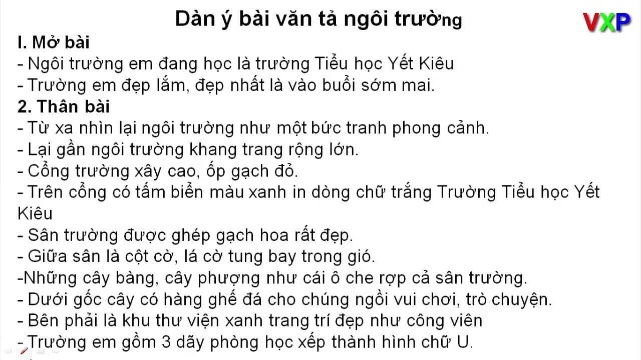 Lập Dàn Ý Tả Ngôi Trường Lớp 5 Ngắn Gọn Gallery 2
