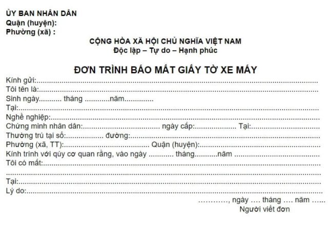 Đơn Trình Báo Mất Xe: Hướng Dẫn Viết và Thủ Tục Gallery 2