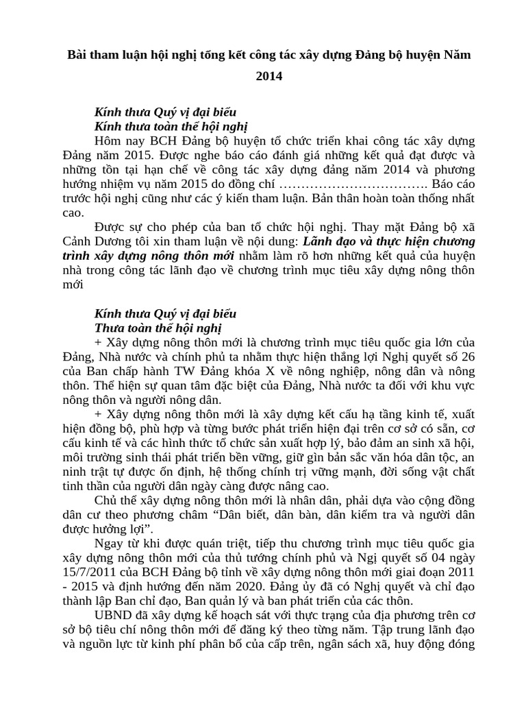 Mẫu Bài Tham Luận Về Xây Dựng Nông Thôn Mới Gallery 2