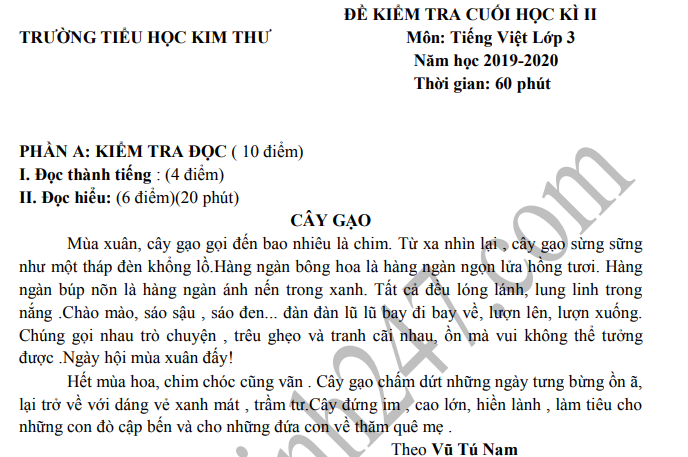 20 Đề Thi Học Kì 2 Lớp 3 Gallery 2