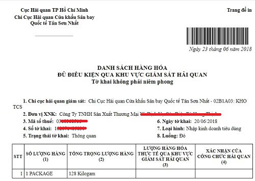 In Bảng Kê Mã Vạch Hải Quan