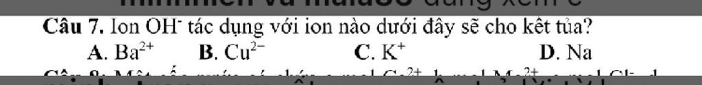 Ion OH- tác dụng với ion nào tạo kết tủa?