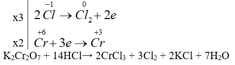K2Cr2O7 + HCl thăng bằng electron