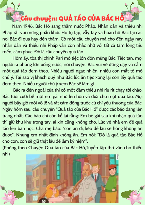 Kể chuyện quả táo của Bác Hồ