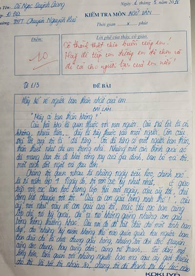 Kể lại một trải nghiệm đáng nhớ của em về một người bạn mà em yêu mến