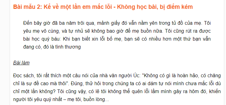 Một Lần Em Mắc Lỗi Và Bị Điểm Kém