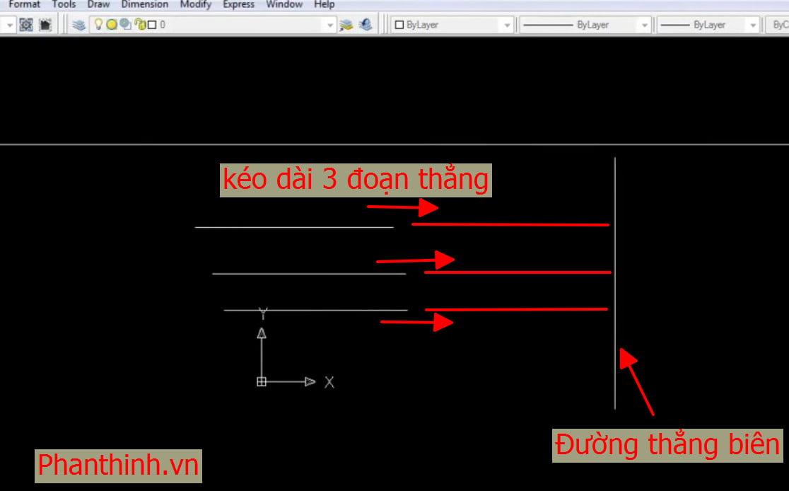 Kéo dài đường thẳng trong CAD