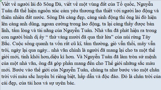 Kết Bài Sông Đà