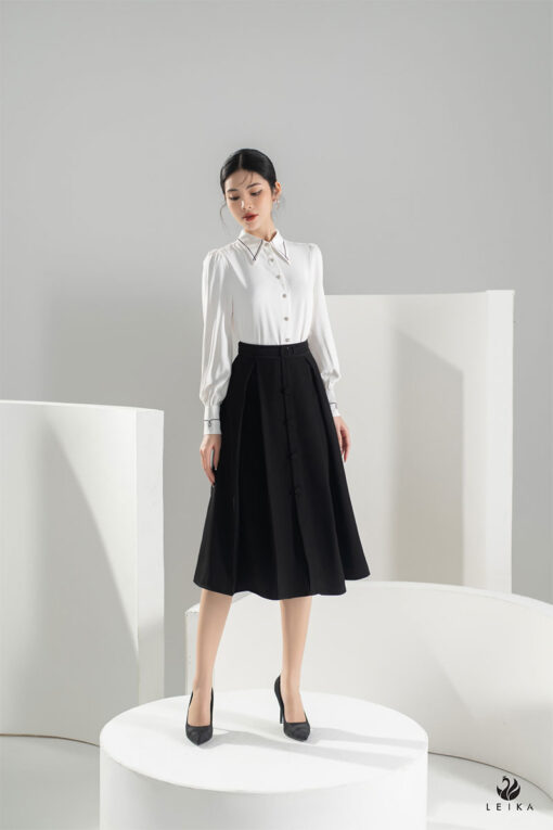 Chân Váy Chữ A Dài Đến Gối Mặc Với Áo Gì? Gallery 1