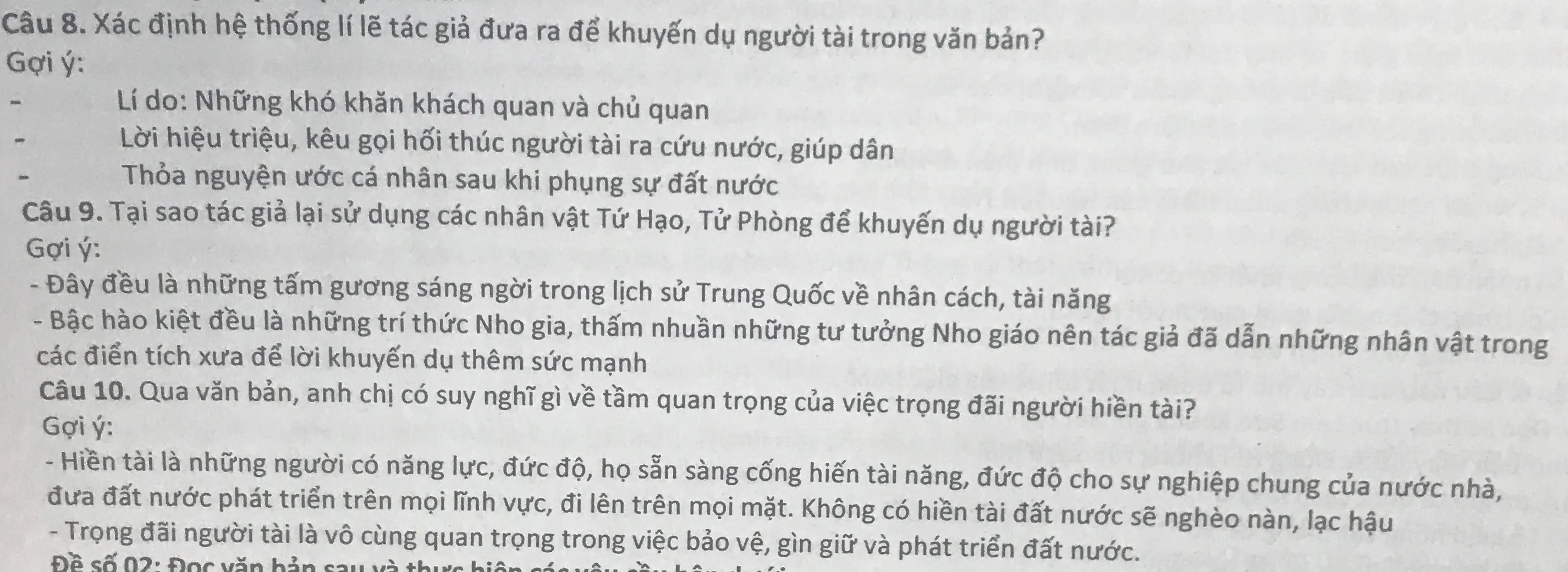 Xác định hệ thống lí lẽ tác giả đưa ra để khuyến dụ người tài trong văn bản Gallery 2