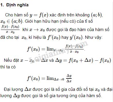 Đạo Hàm Cấp 1: Khái Niệm, Công Thức và Ví Dụ Gallery 1