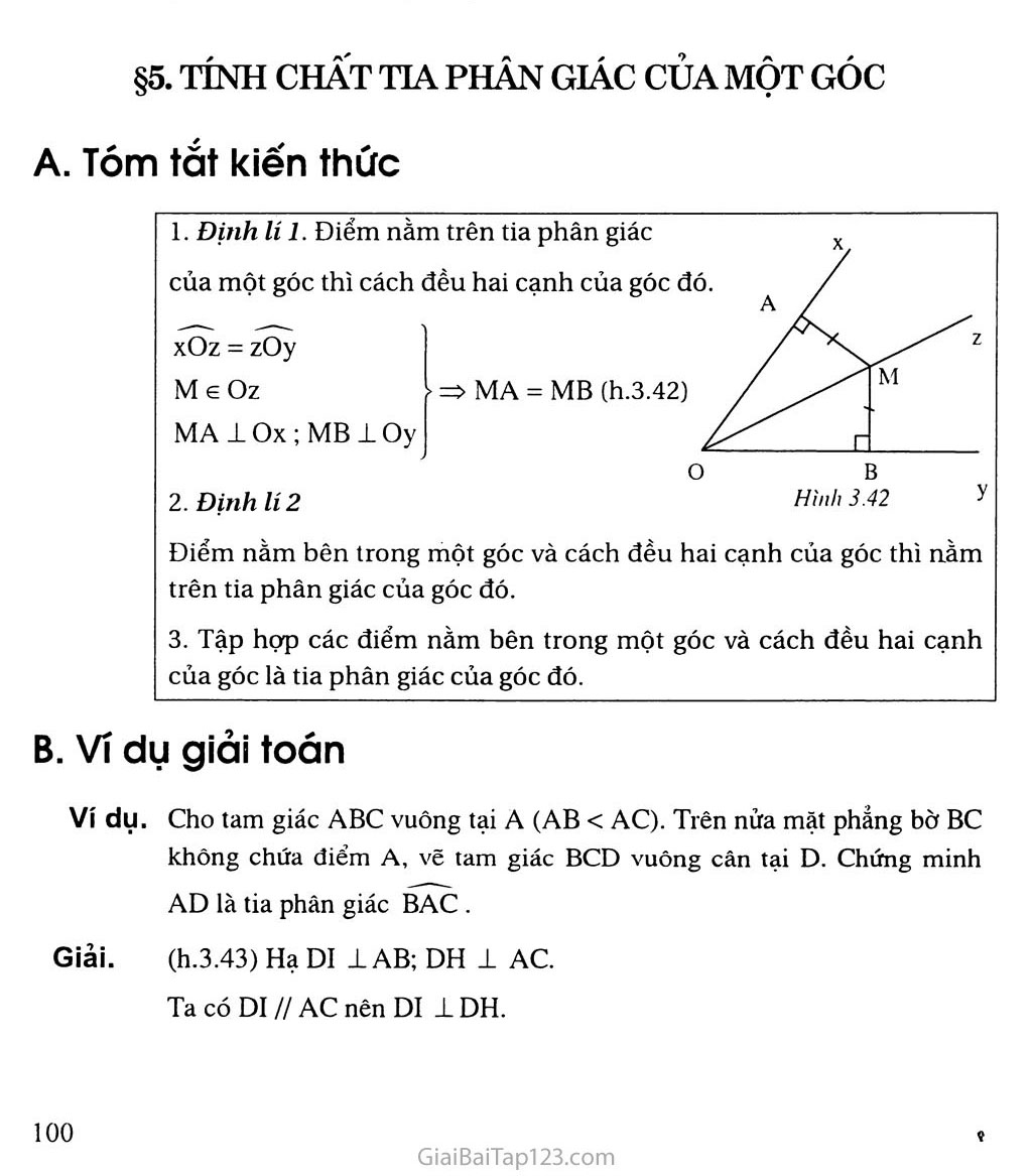Tính chất tia phân giác của một góc lớp 7 Gallery 1