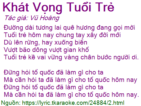 Khát Vọng Tuổi Trẻ Lyrics