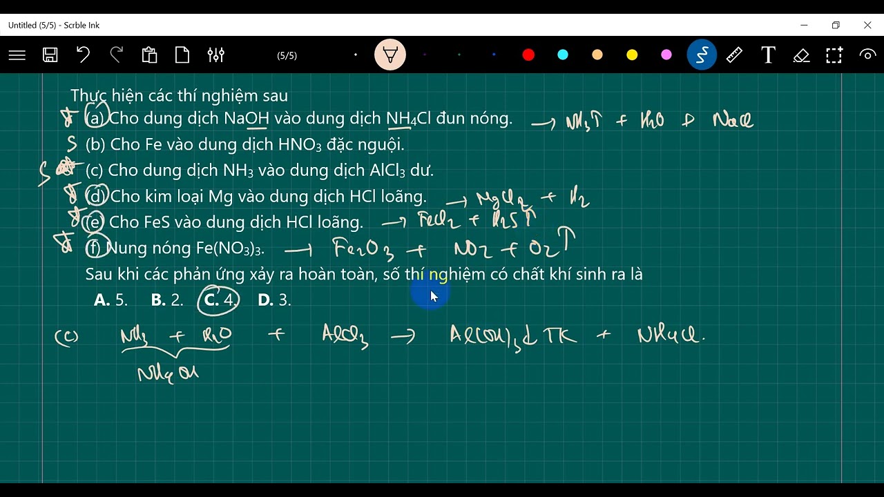 Khi cho dung dịch NaOH vào dung dịch NH4Cl đun nóng thì thấy thoát ra khí gì?