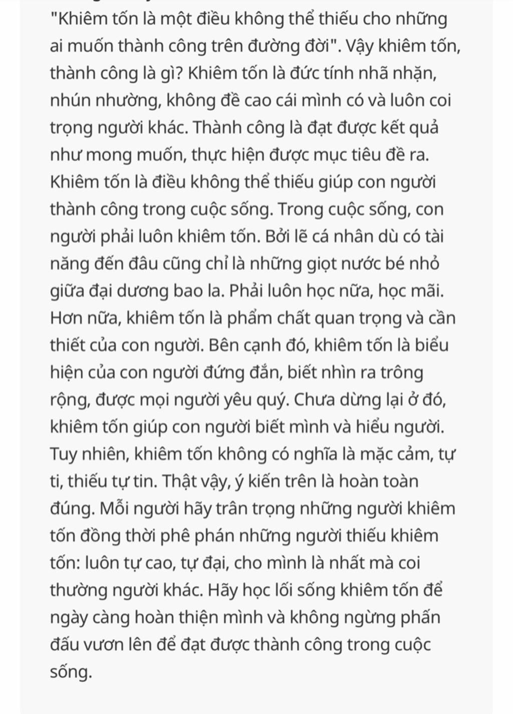 Khiêm tốn là một điều không thể thiếu