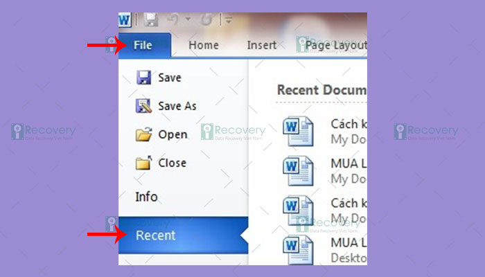 Khôi phục file Word đã xóa