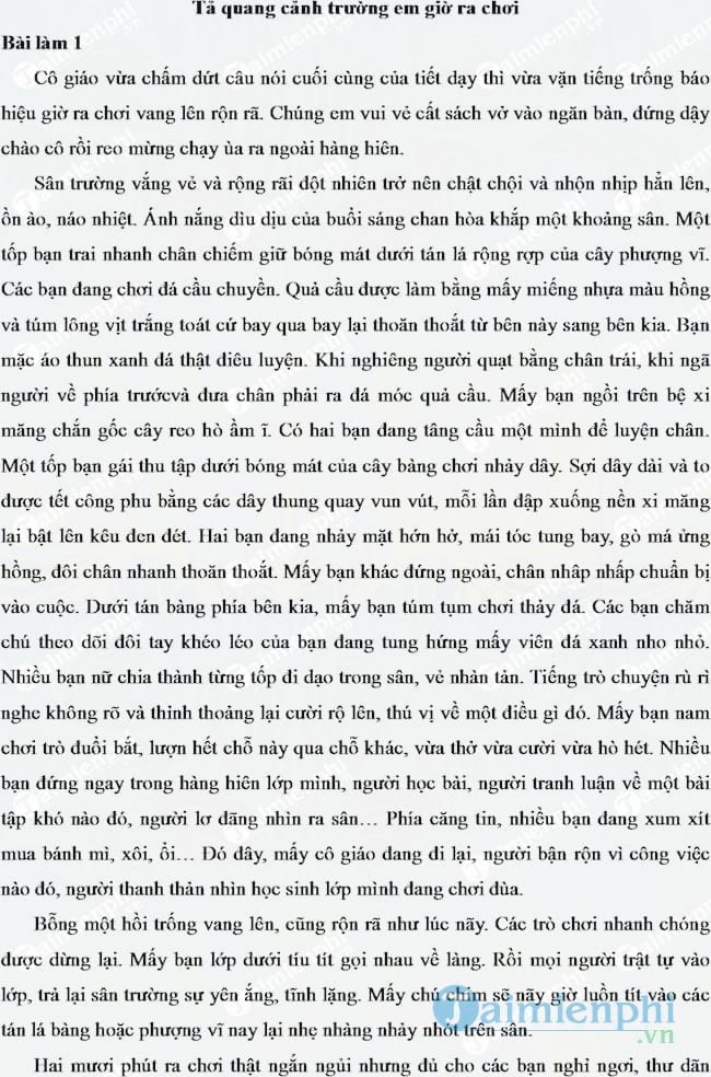 Tả trường em giờ ra chơi lớp 5 ngắn nhất Gallery 1