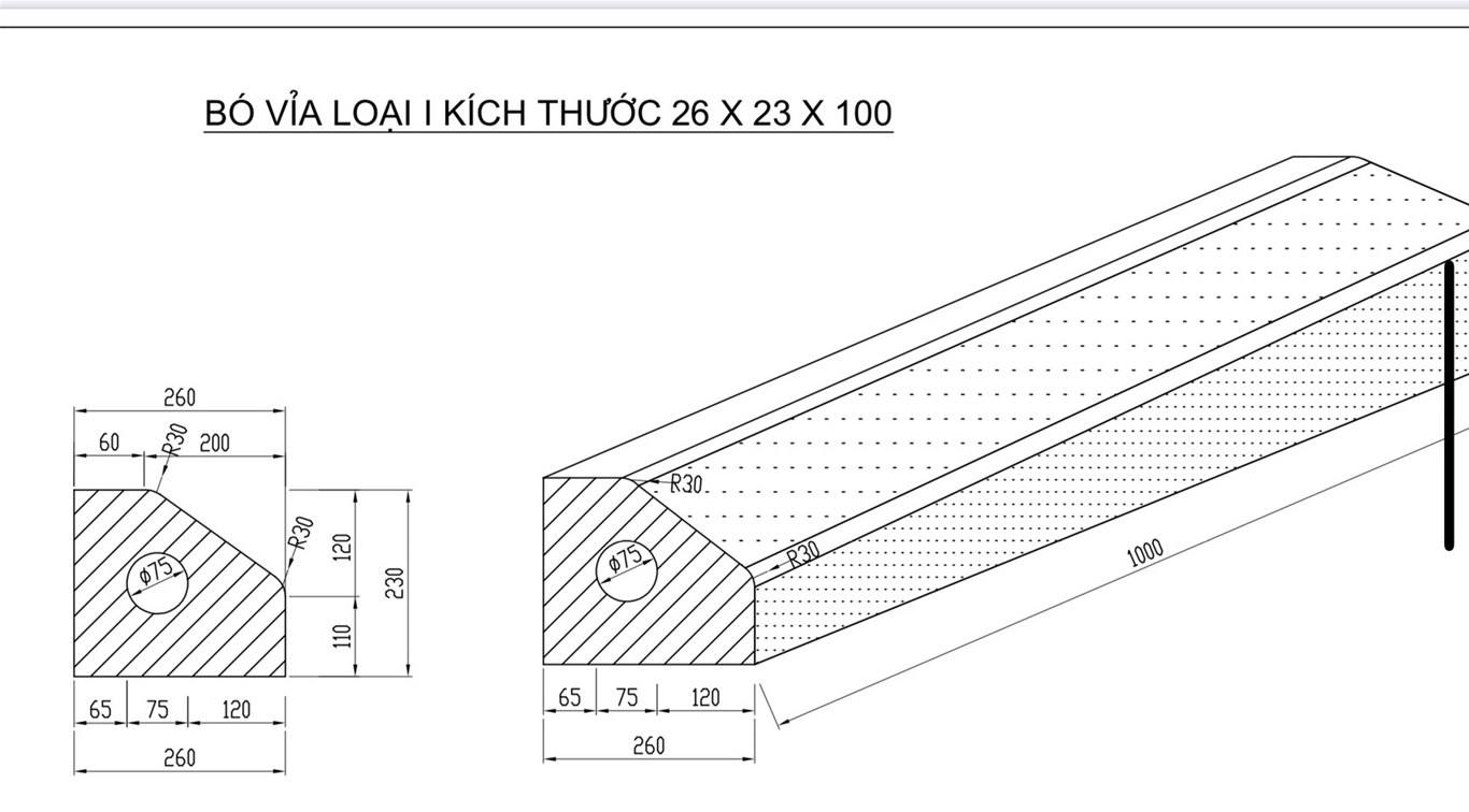 Kích thước bó vỉa