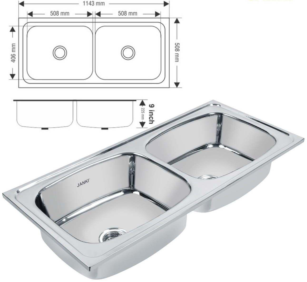 Kích thước chậu rửa bát 2 hố phổ biến hiện nay