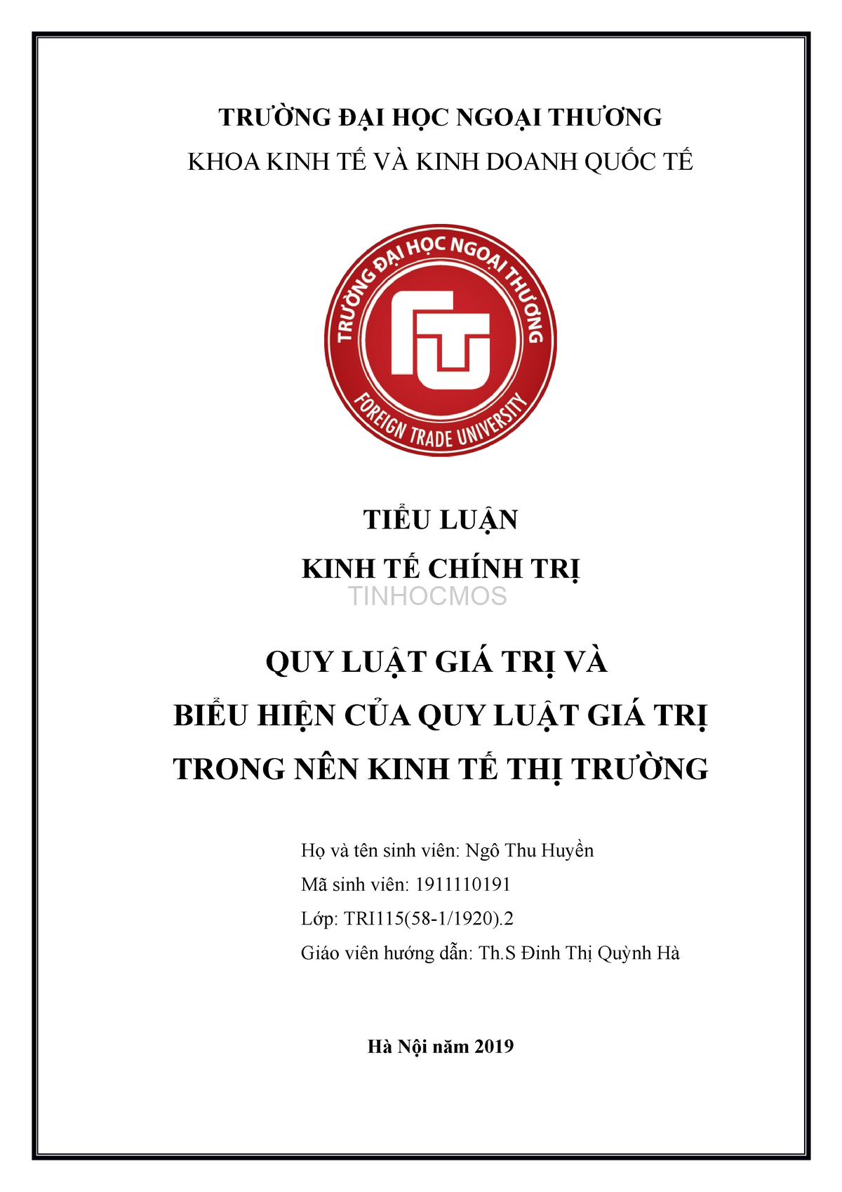 Cách Làm Bìa Tiểu Luận Chuẩn, Đẹp Và Đúng Quy Định Gallery 2