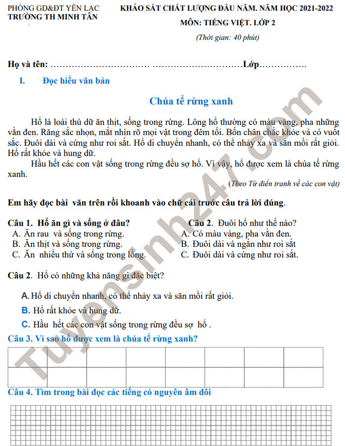 Kiểm Tra Chất Lượng Môn Tiếng Việt Lớp 2: Nội Dung, Hình Thức Và Cách Ôn Tập Hiệu Quả