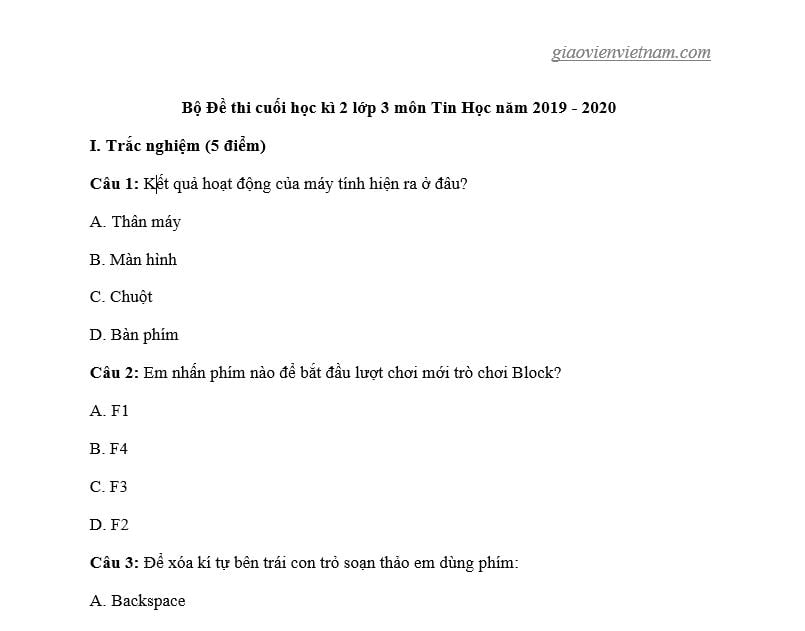 Thi Tin Học Lớp 3: Chuẩn bị kiến thức và bí quyết làm bài Gallery 1