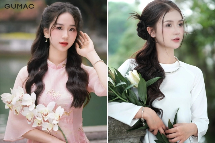 Kiểu Tóc Mặc Áo Dài Cho Mặt Vuông
