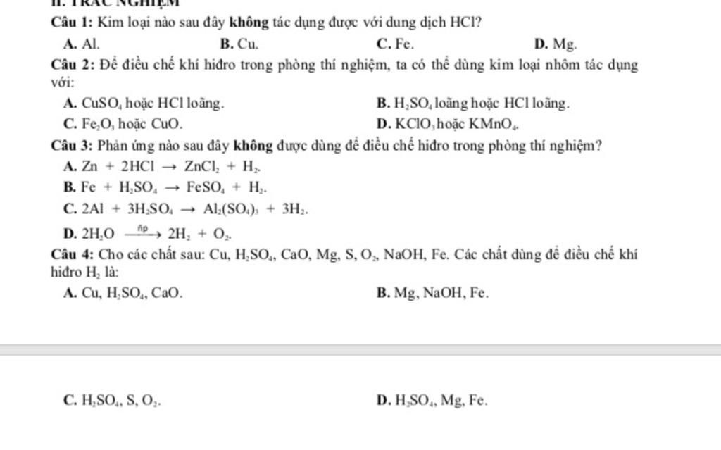 Kim loại nào không tác dụng với HCl? Gallery 2