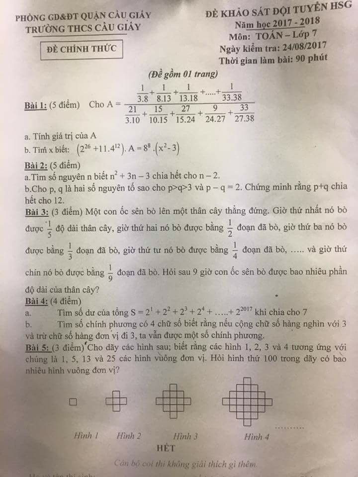 Đề thi học sinh giỏi Toán 7 Gallery 2