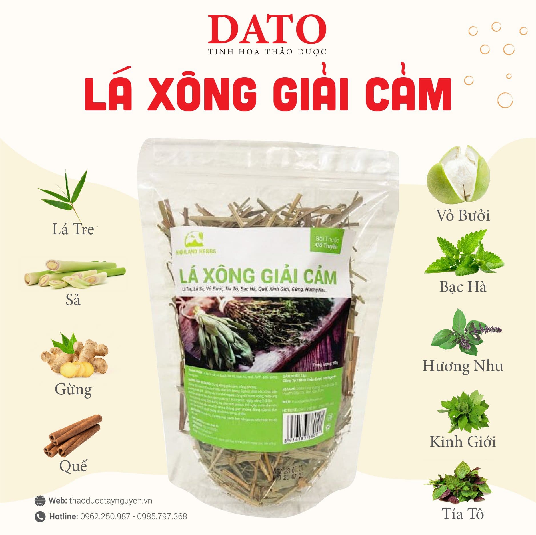 Lá xông giải cảm gồm những gì?