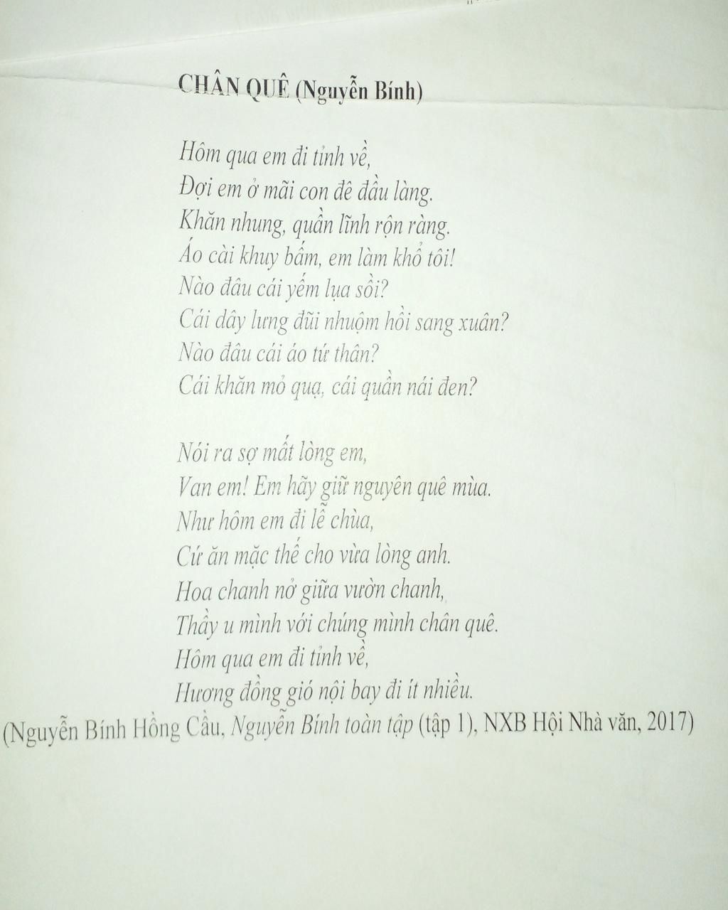 Lập Dàn Ý Bài Thơ Chân Quê