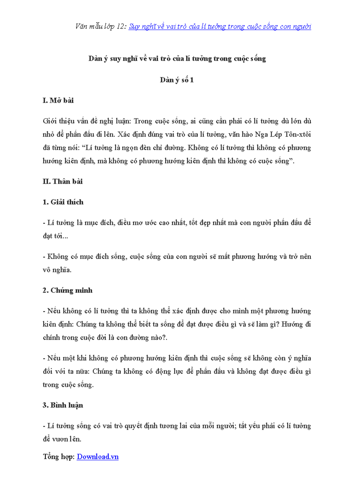 Vai trò của lí tưởng trong cuộc sống con người Gallery 1