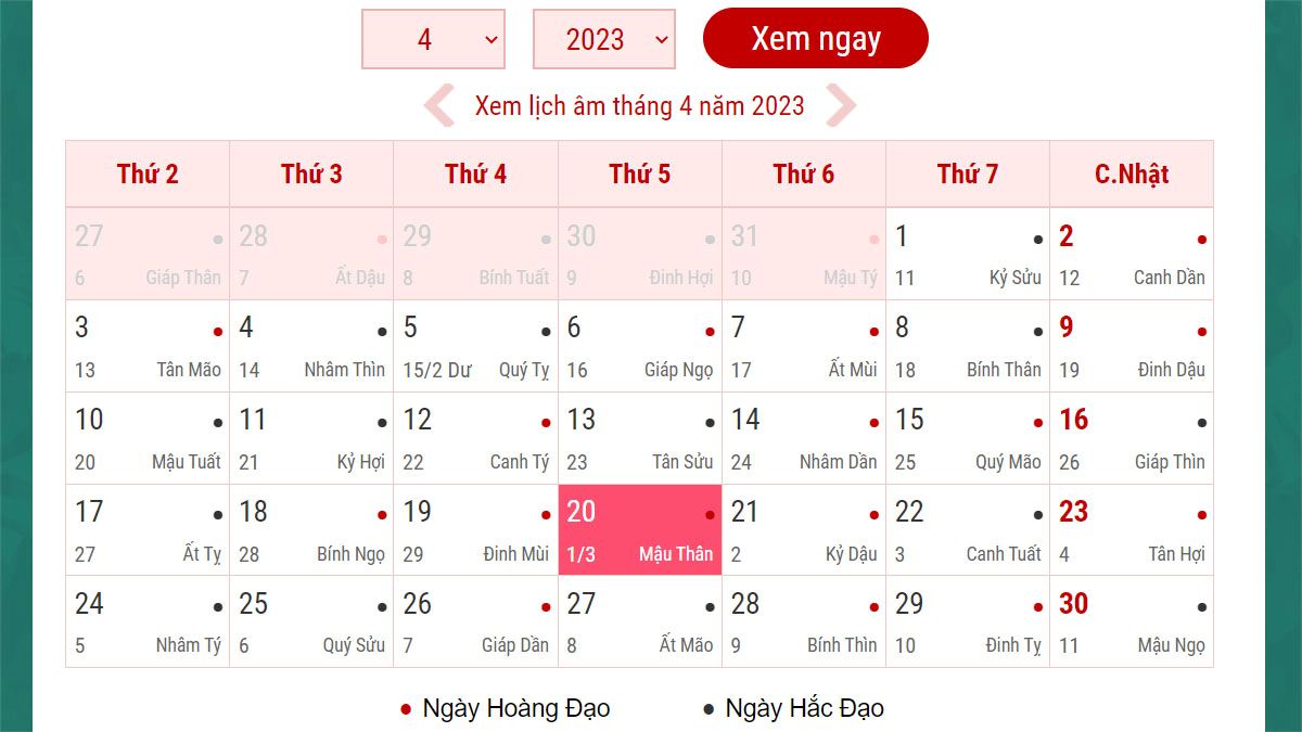 Ngày Tốt Xấu Tháng 3/2023 - Lịch Vạn Niên Chính Xác Gallery 1